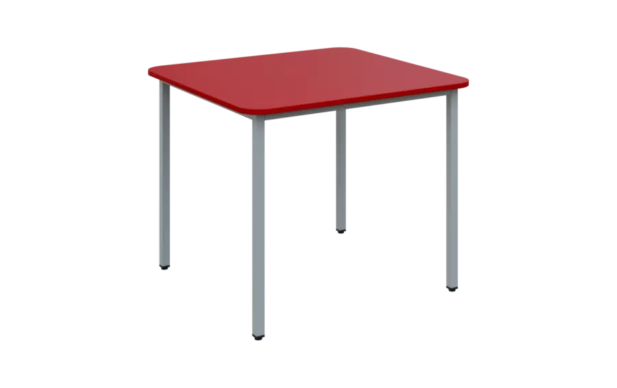 JSBR 90N Jídelní stůl 900 x 900 mm, deska červená flamengo / podnož stříbrná